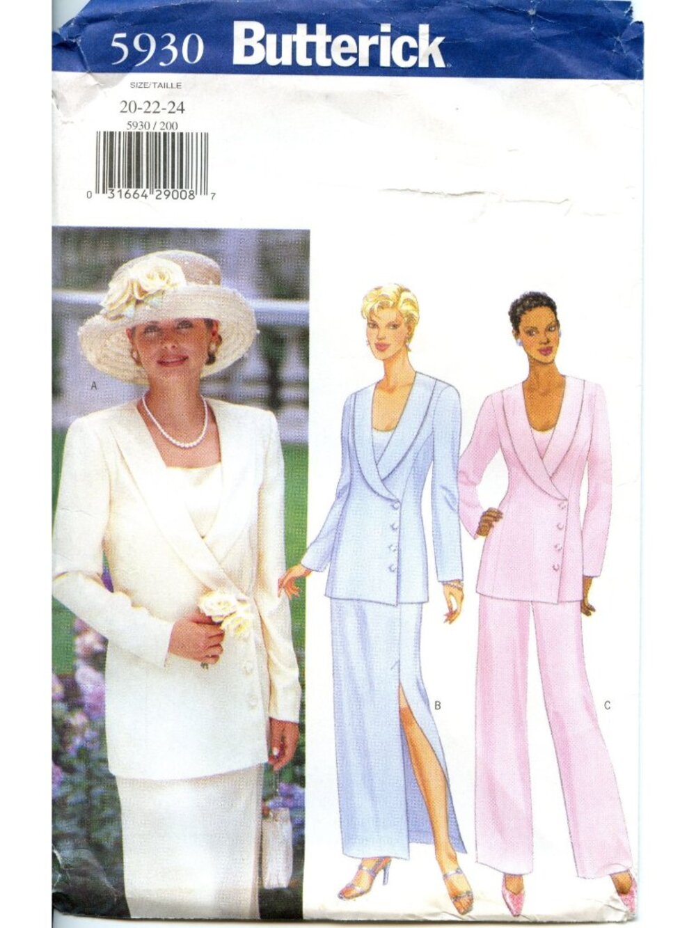 Butterick 5930 Sewing Pattern Misses Jacket Top Skirt & Pants Sizes 20-22-24 Eas